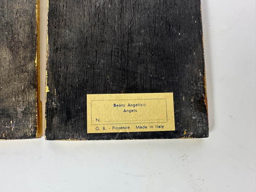 Set Of Six Italian Gilt Wooden Angels Wall Artwork Beato Angelico Florence 3.5 X 7 [Photo 11]