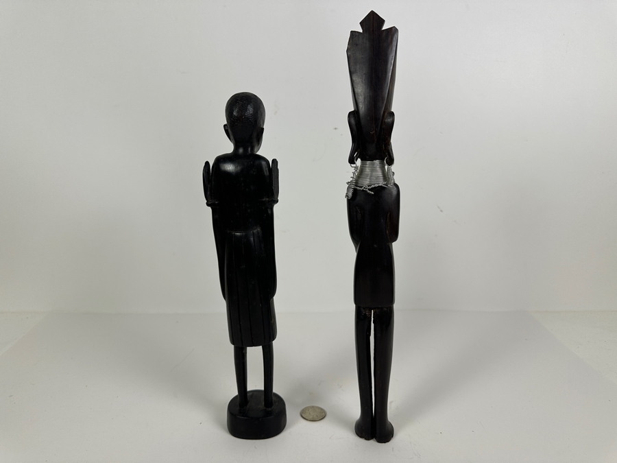 African Hand Carved Wooden Figures 12H and 14.5H [Photo 5]