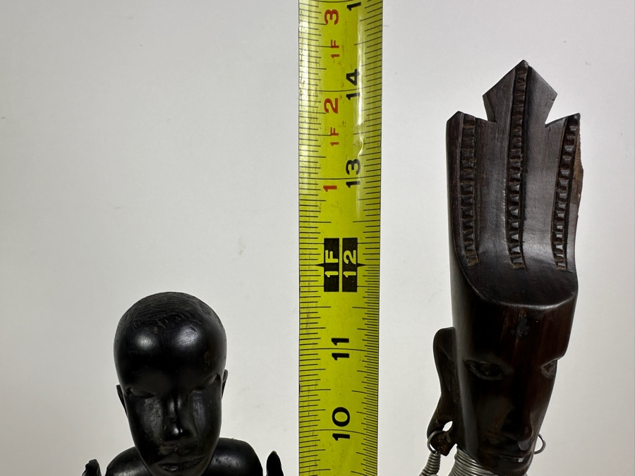 African Hand Carved Wooden Figures 12H and 14.5H [Photo 7]