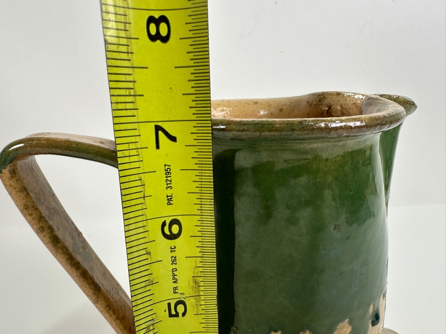 Vintage Italian Green Drip Pottery Pitcher 7'H [Photo 5]