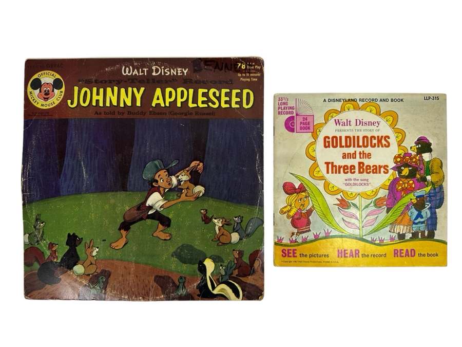Disney Johnny Appleseed and Goldilocks and the Three Bears Vinyl Albums