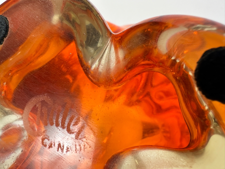 Vintage Chalet Canada Art Glass Cigar Ashtray In Orange 7W X 7D X 9.5H [Photo 7]