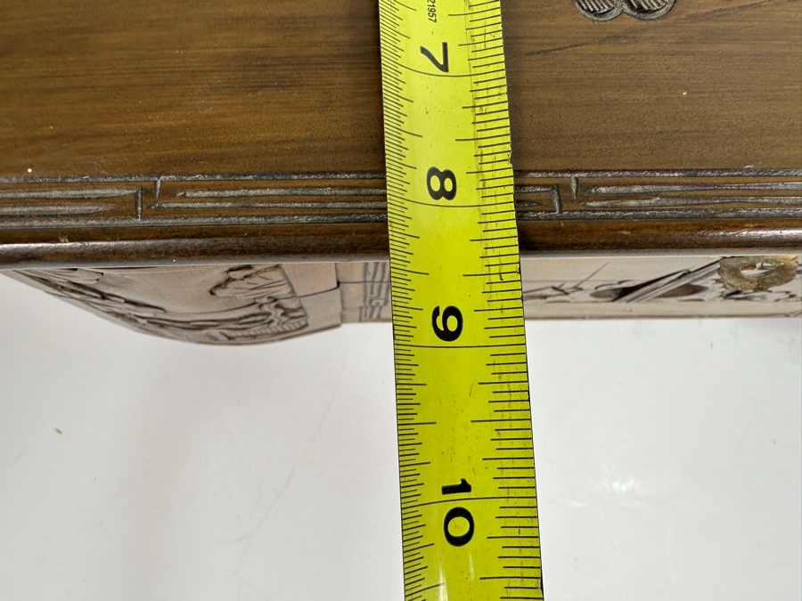 Vintage Chinese Wooden Jewelry Box With Some Jewelry (See Photos) 17.5W X 8.5D X 8H [Photo 10]