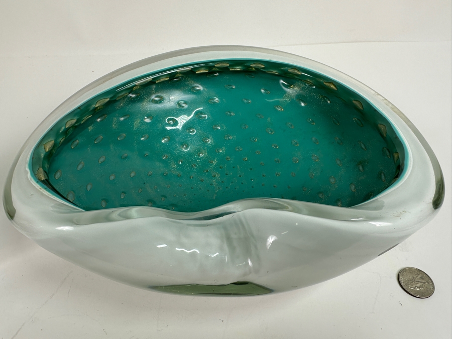 Large Italian Murano Art Glass Abalone Style Bowl 11W X 7.5D X 4H [Photo 3]