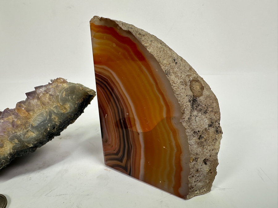 Pair Of Polished Geode Quarters Bookends & Part Of An Amethyst Geode 8L [Photo 6]