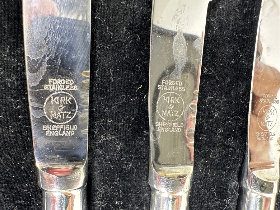 (8) Kirk & Matz Sheffield England Stainless Knives & Maxwell-Phillip New York Carving Fork & Knife Set With Mother Of Pearl Handles [Photo 7]