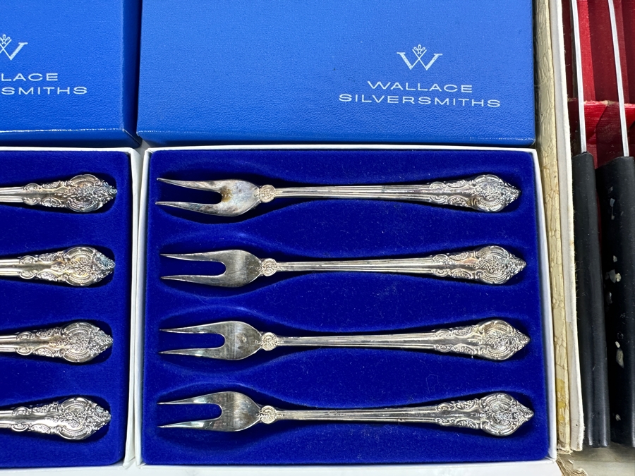 (11) Inlaid Abalone Steak Knives And (8) Wallace Silversmiths Silverplate Seafood Forks [Photo 5]