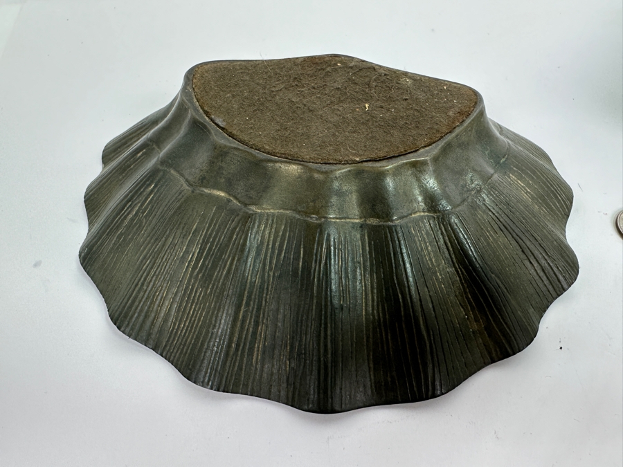 Vintage Brass Items: Solid Brass Seashell Dish, Brass Egret Bird Figurine 12H And Repousse Brass Cherub Box [Photo 3]