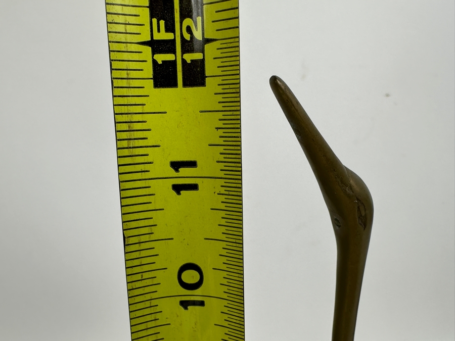 Vintage Brass Items: Solid Brass Seashell Dish, Brass Egret Bird Figurine 12H And Repousse Brass Cherub Box [Photo 9]