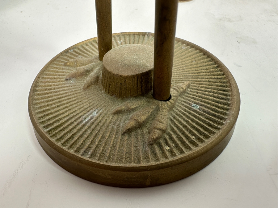 Vintage Brass Items: Solid Brass Seashell Dish, Brass Egret Bird Figurine 12H And Repousse Brass Cherub Box [Photo 4]