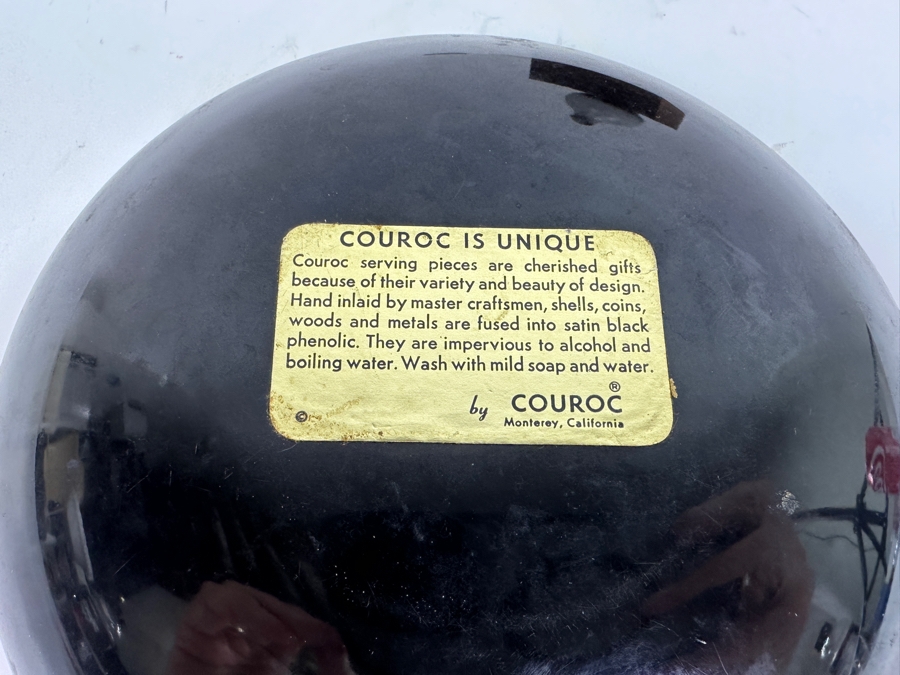 Art Pottery Bird Figurine On Wooden Base And Couroc Of Monterey Inlaid Quail Plate 7.75W [Photo 5]