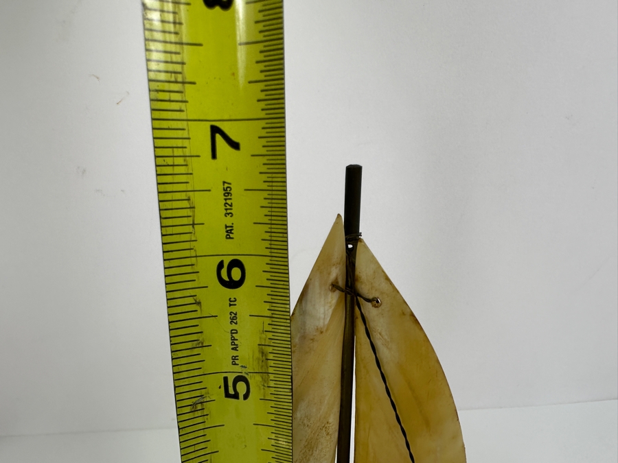 Pair Of Nautilus Seashells (One Bisected) And Horn Sailboat Sculpture 6.5H [Photo 11]
