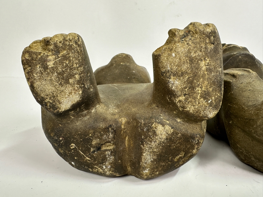 Pair Of Old Stone Pre-Columbian Style Figures 6.5H & 7.5H [Photo 16]