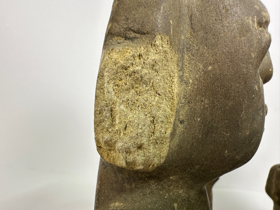 Pair Of Old Stone Pre-Columbian Style Figures 6.5H & 7.5H [Photo 10]
