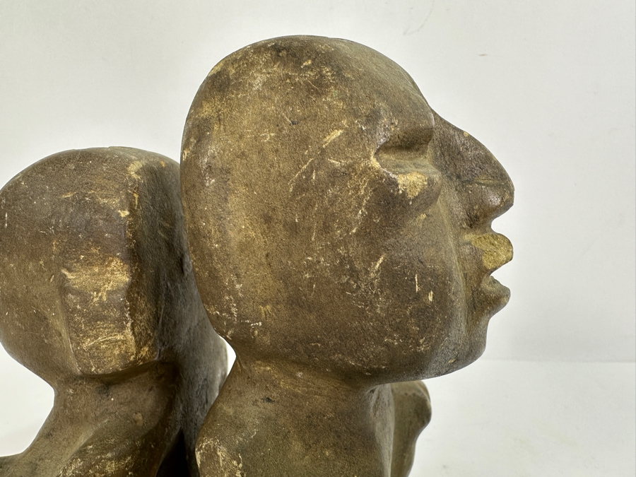 Pair Of Old Stone Pre-Columbian Style Figures 6.5H & 7.5H [Photo 15]