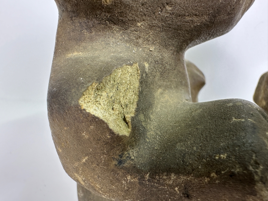 Pair Of Old Stone Pre-Columbian Style Figures 6.5H & 7.5H [Photo 11]