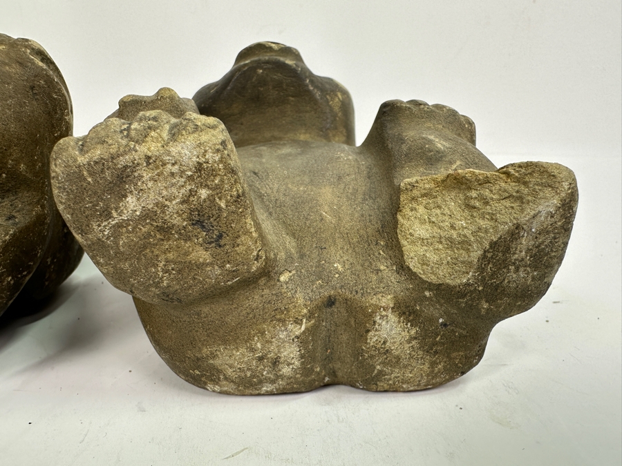 Pair Of Old Stone Pre-Columbian Style Figures 6.5H & 7.5H [Photo 17]