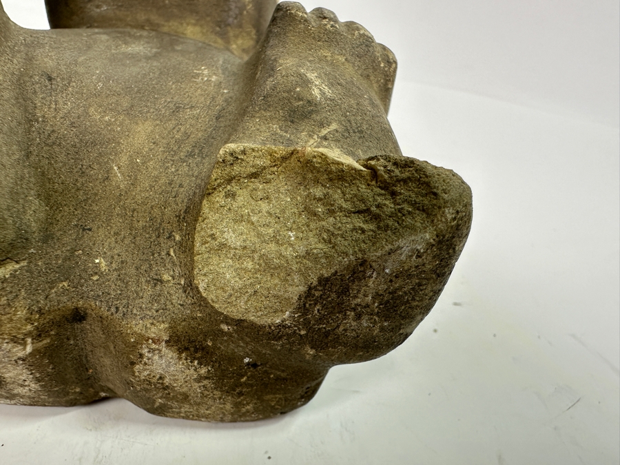 Pair Of Old Stone Pre-Columbian Style Figures 6.5H & 7.5H [Photo 18]