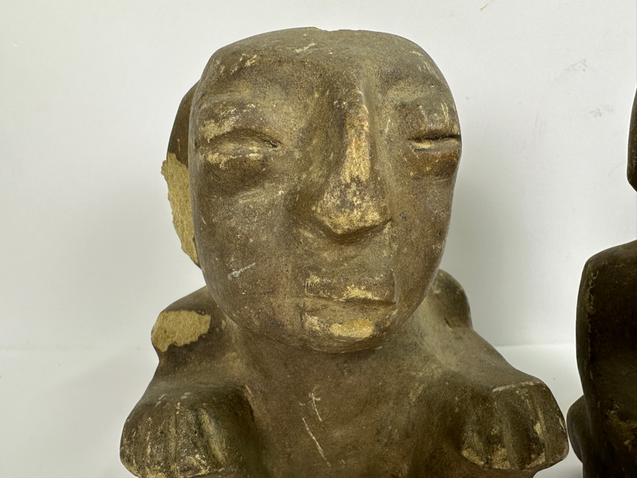 Pair Of Old Stone Pre-Columbian Style Figures 6.5H & 7.5H [Photo 5]