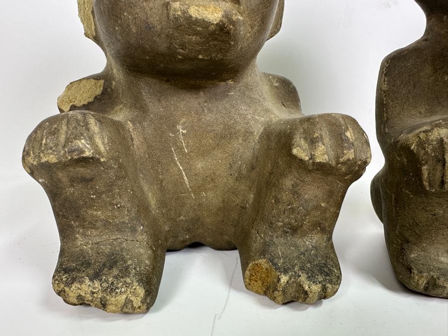Pair Of Old Stone Pre-Columbian Style Figures 6.5H & 7.5H [Photo 4]