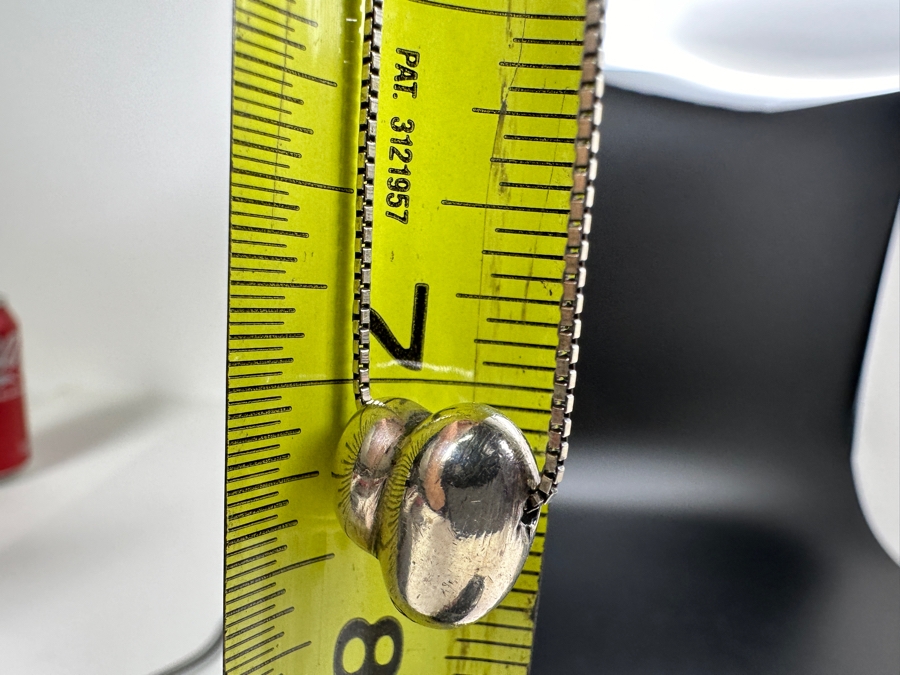 Vintage Sterling Silver Modernist Pendant With Sterling Silver 14' Box Chain Necklace 12g [Photo 6]