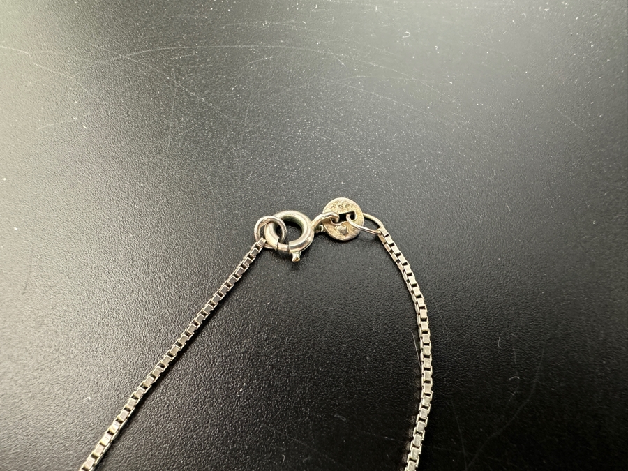 Vintage Sterling Silver Modernist Pendant With Sterling Silver 14' Box Chain Necklace 12g [Photo 5]