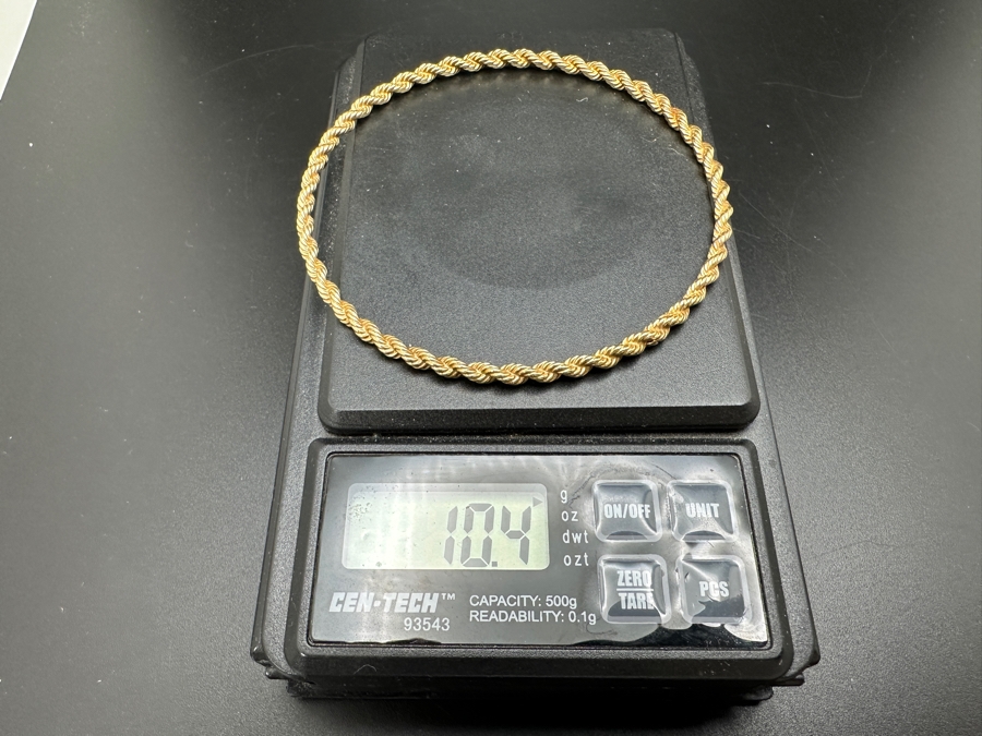 Vintage Tiffany & Co. 14K Gold Solid Rope Bangle Bracelet 10.4g Fair Market Value $1,100 [Photo 12]