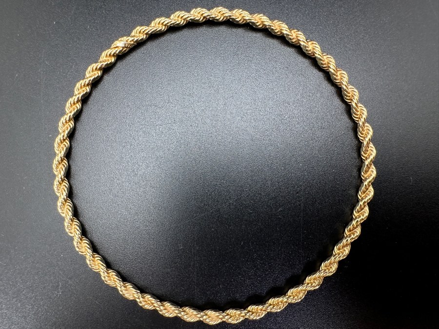 Vintage Tiffany & Co. 14K Gold Solid Rope Bangle Bracelet 10.4g Fair Market Value $1,100 [Photo 5]