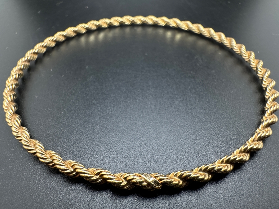 Vintage Tiffany & Co. 14K Gold Solid Rope Bangle Bracelet 10.4g Fair Market Value $1,100 [Photo 6]