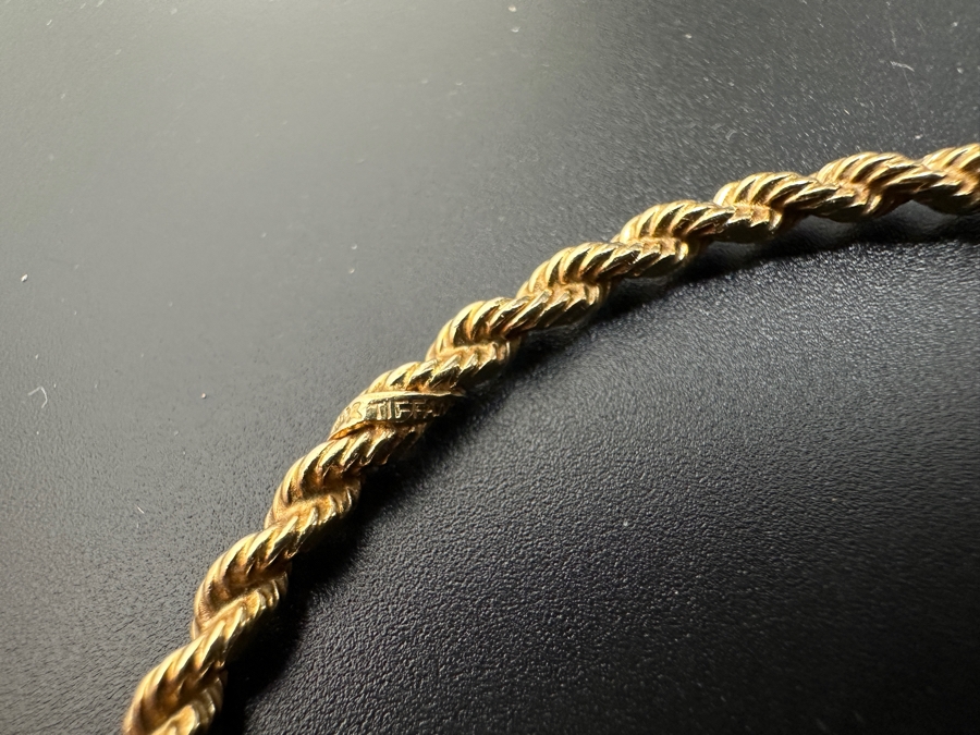 Vintage Tiffany & Co. 14K Gold Solid Rope Bangle Bracelet 10.4g Fair Market Value $1,100 [Photo 9]