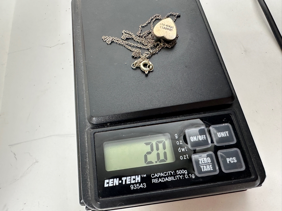 Vintage Sterling Silver Jondell Spain Heart Pendant With Sterling Silver 16' Chain Necklace 2g [Photo 6]