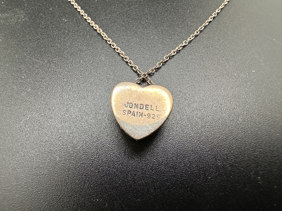 Vintage Sterling Silver Jondell Spain Heart Pendant With Sterling Silver 16' Chain Necklace 2g [Photo 2]
