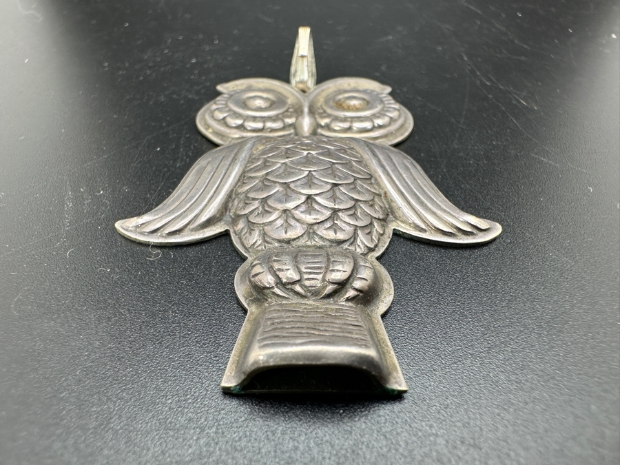 Vintage Reed & Barton Sterling Silver Owl Whistle Pendant 14g [Photo 3]