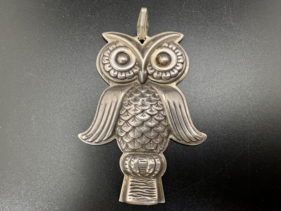 Vintage Reed & Barton Sterling Silver Owl Whistle Pendant 14g [Photo 2]