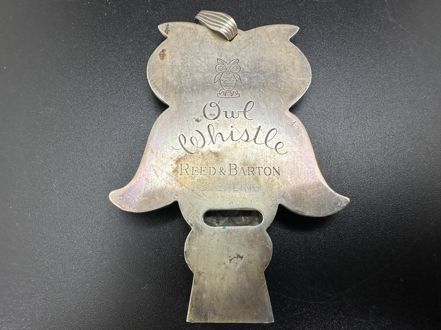 Vintage Reed & Barton Sterling Silver Owl Whistle Pendant 14g [Photo 4]