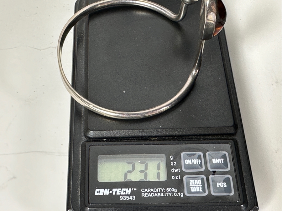 Vintage N. E. From Denmark Sterling Silver With Amber Modernist Bracelet (Niels Erik From) 23.1g [Photo 7]