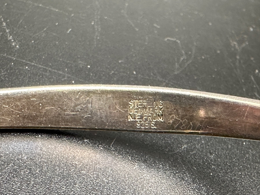 Vintage N. E. From Denmark Sterling Silver With Amber Modernist Bracelet (Niels Erik From) 23.1g [Photo 6]