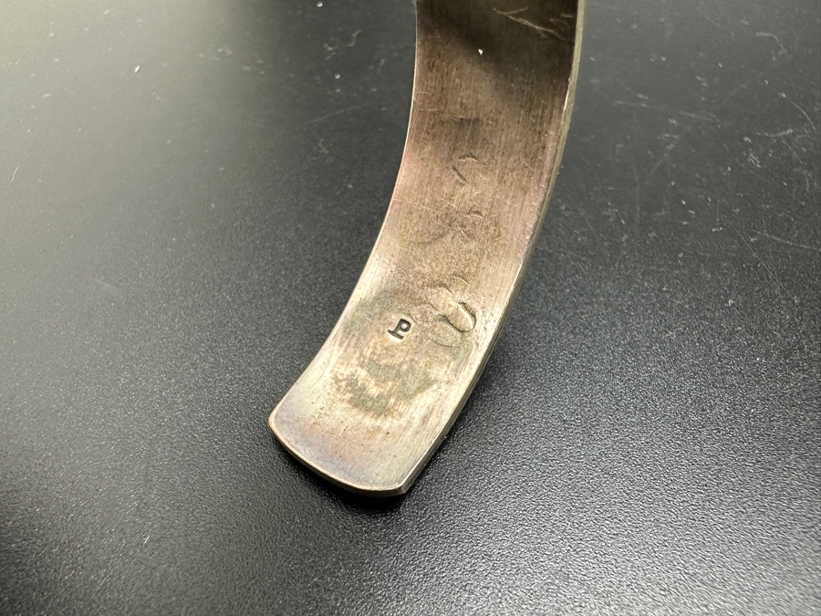 Signed Native American Sterling Silver With Inlaid Turquoise Coral Cuff Bracelet 2 3/8' 23.5g [Photo 4]