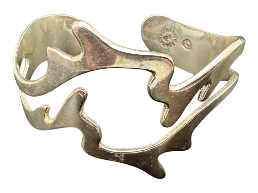 Vintage Sterling Silver Modernist Cuff Bracelet Taxco Mexico 25.3g [Photo 1]