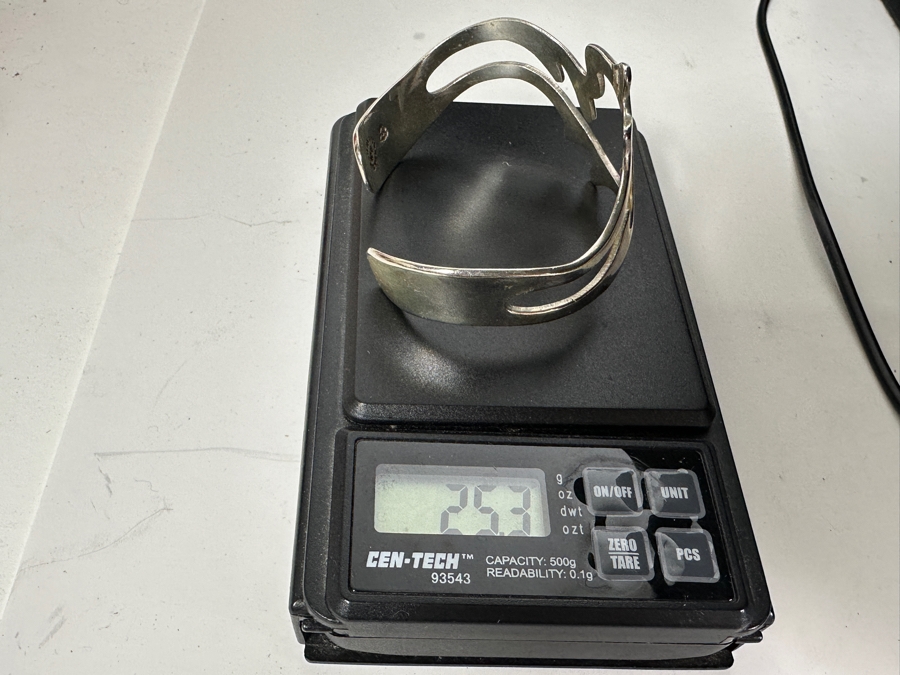 Vintage Sterling Silver Modernist Cuff Bracelet Taxco Mexico 25.3g [Photo 9]