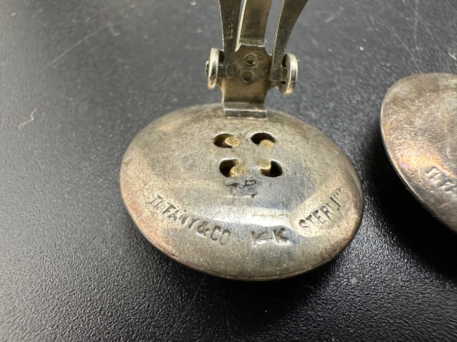 Vintage Tiffany & Co 14k Gold / Sterling Silver Clip On Earrings 8.2g [Photo 6]