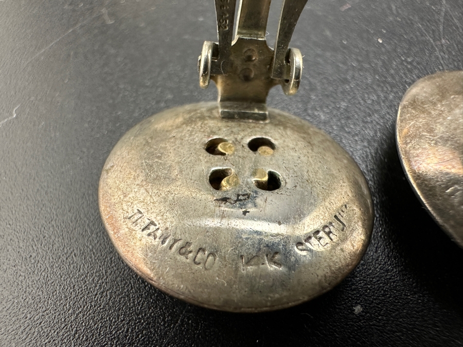 Vintage Tiffany & Co 14k Gold / Sterling Silver Clip On Earrings 8.2g [Photo 8]