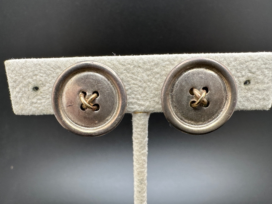 Vintage Tiffany & Co 14k Gold / Sterling Silver Clip On Earrings 8.2g [Photo 4]