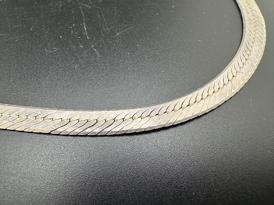 Sterling Silver Herringbone 22' Necklace 21.9g [Photo 3]
