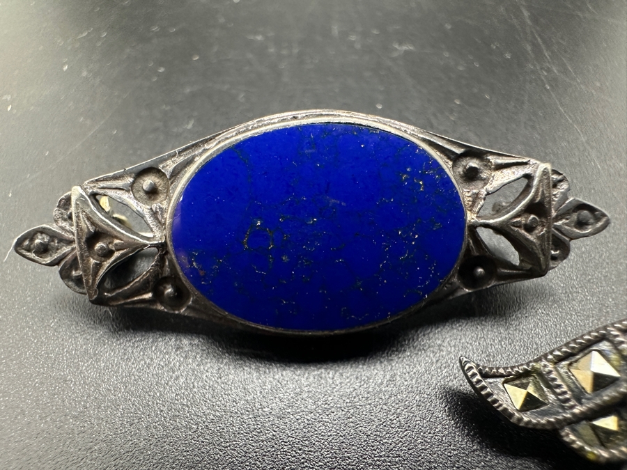 Pair Of Vintage Sterling Silver Brooches Pins 13.6g [Photo 2]