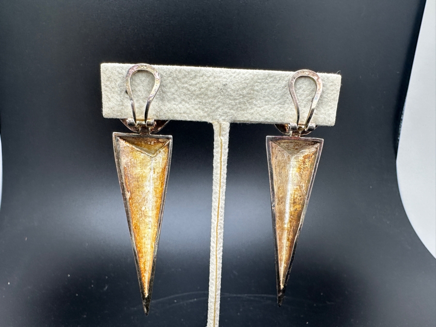 Sterling Silver Modernist Clip On Earrings 22.1g [Photo 4]