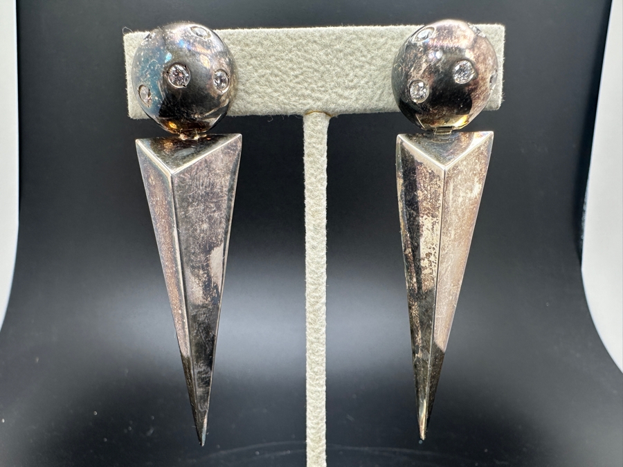 Sterling Silver Modernist Clip On Earrings 22.1g [Photo 2]