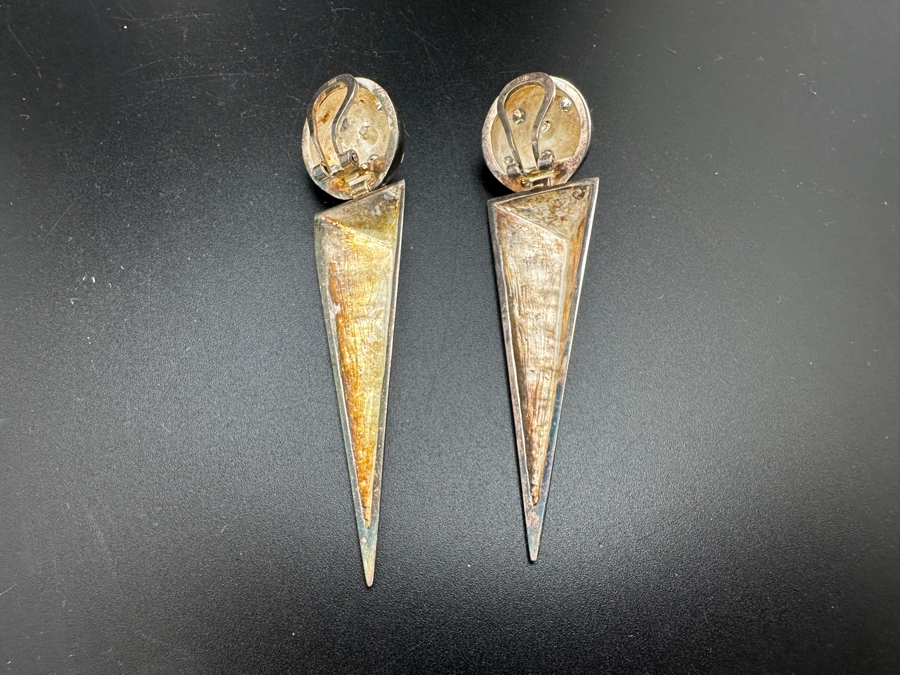 Sterling Silver Modernist Clip On Earrings 22.1g [Photo 6]