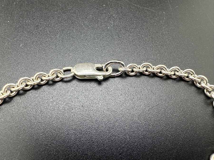 Sterling Silver 3.5' Bracelet With Sterling Garnet Pendant 7.5g [Photo 3]