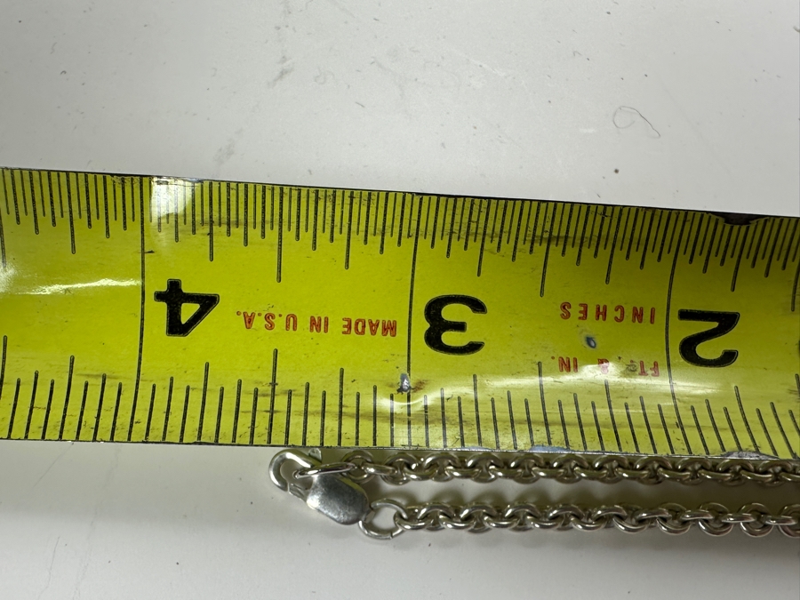 Sterling Silver 3.5' Bracelet With Sterling Garnet Pendant 7.5g [Photo 5]